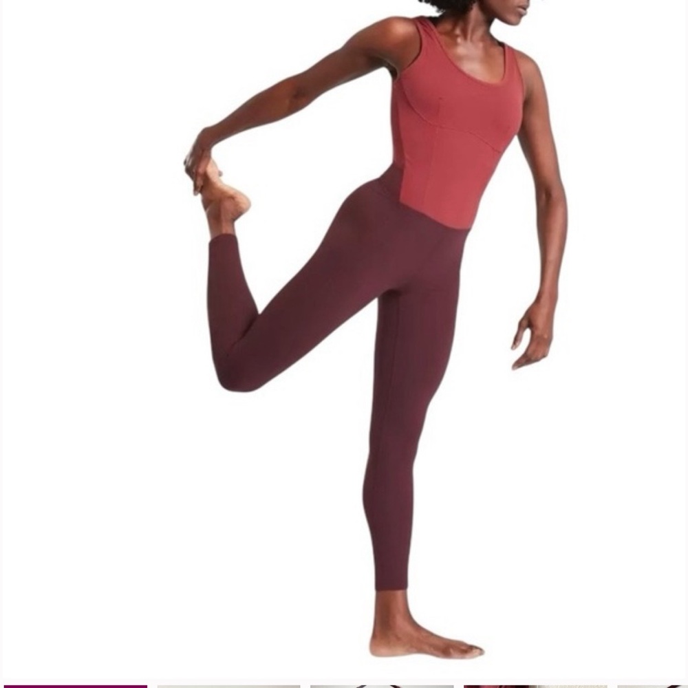 Athleta Burgundy Aspiration Bodysuit Jumpsuit Yoga Medium*